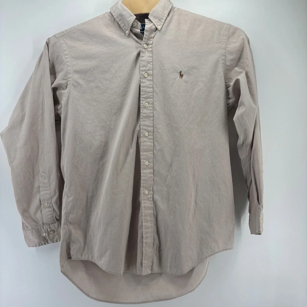 Ralph Lauren Yarmouth Shirt Mens 16 34/35 Tan Cotton Pinpoint Oxford Button Down